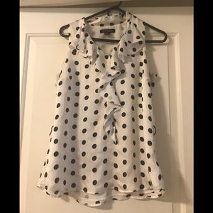 White/black blouse with ruffle